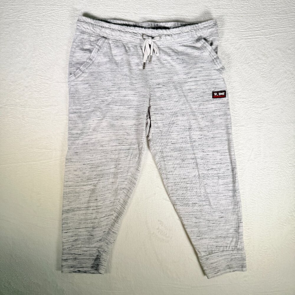 Tapout WWE Womens Gray Capri Workout Yoga Sweatpants‎ Size Large Cotton Logo